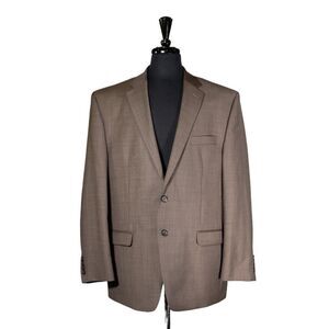 Chaps Ralph Lauren Mens Blazer Brown Wool 2 Button Lined Jacket Sport Coat 46R